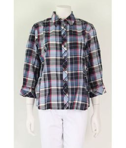 Ladies Cotton Y/D Check Shirt with 3/4 sleeves