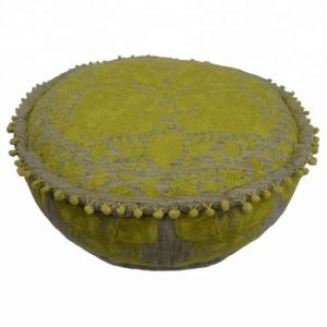 Indian Decorative Pouffe Embroidered Cotton Ottoman Pouf