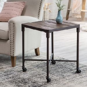 Rough Iron Pipe End Table With Wooden Top