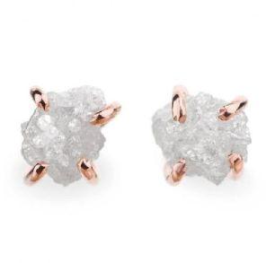 2 CARAT ROUGH DIAMOND EARRINGS, 14K ROSE GOLD rating