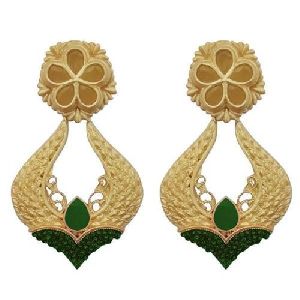 Green Pota Stone Dangler Earrings