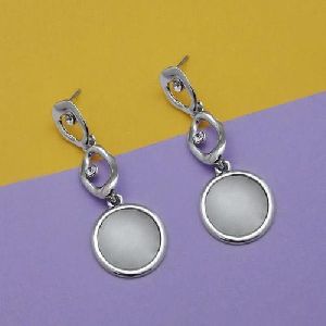 Resin And Austrian Stone Silver Plated Dangler Earrings