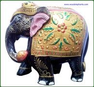 INDIAN WOODEN DECORATIVE FIGURE VERY FINE ART HOME DECOR ELEPHANT