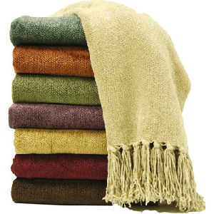 Solid color chenille throw