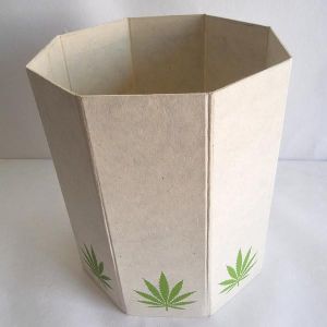 100% hemp paper printed hemp leaves all over dustbin