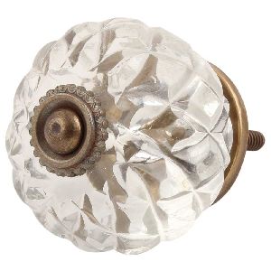 Clear Fine Cut Glass Drawer Knob