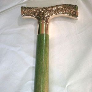 walking stick / cane with brass metal handle