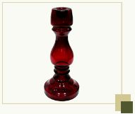 Bright red glass pillar candle holder