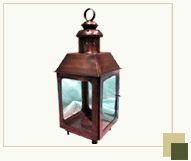 Glass lantern with copper antique finish