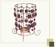 T-lite candle holder with purple glass beads