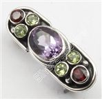 AMETHYST, PERIDOT & GARNET DESIGNER Indian Jewelry BROACH BROOCH