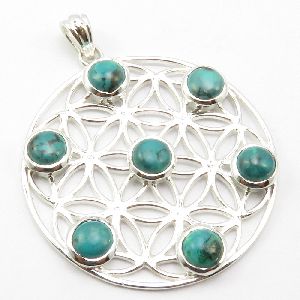 BIJOUX ROUND TURQUOISE PENDANT FOR NECKLACE