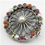 MULTISTONES Oxidized Indian Jewelry CHAKRA BROACH BROOCH