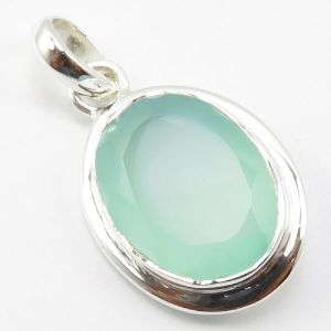 PURE SILVER AQUA CHALCEDONY PENDANT