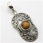 ROUND TIGER'S EYE ETHNIC PENDANT