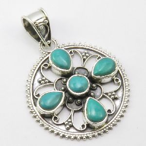 ROUND TURQUOISE NECKLACE PENDANT