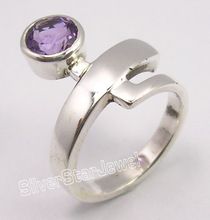 silver amethyst designer ring