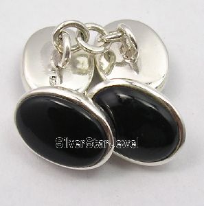 Silver BLACK ONYX New Cufflinks