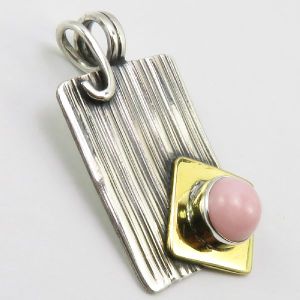 SILVER PINK OPAL OCTOBER BIRTHSTONE PENDANT