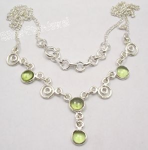 Silver Real PERIDOT Fashionable Necklace