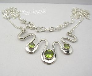 Sterling Silver PERIDOT Lovely Curb Chain Necklace