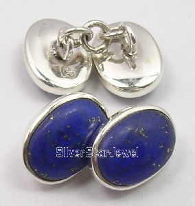 Sterling Silver Real LAPIS LAZULI Cufflinks