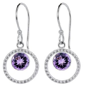 Exclusive silver plated amethyst brass earrings