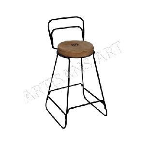 INDUSTRIAL IRON BAR CHAIR WITH PADDED SEAT, CAFE CHAIR, CLUB CHAIR