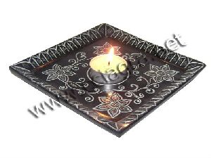 Black Soapstone Tealight Candle Plate