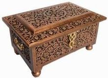 antique hand carved wooden jewelry box