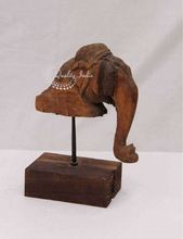 Wooden Hand Crafted Elephant Trunk Designs Figurine