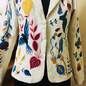 Embroidered cotton women's coat