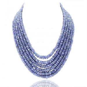 Genuine 782.00 Cts 6 Line Blue Tanzanite Beads Necklace