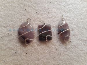 AMETHYST UNSHAPED WIRE WRAPPED PENDANTS