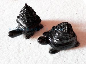 BLACK TOURMALINE CARVED TORTOISE WITH SHREE YANTRA