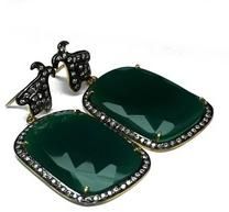 Green Onyx Sterling Silver Earring,