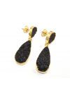 Black Natural Sugar Druzy Eletcroplated Pear Shape Drop Dangle Earring