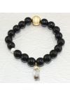dimaond with Black Beads Bracelet Gold Plated Jewelry
