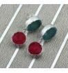 Green And Red Natural Agate Druzy Silver Plated Drop/Dangle Earring