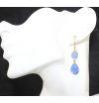 Swiss Blue Chalcedony Hook Gold Plated Drop Dangle Earring