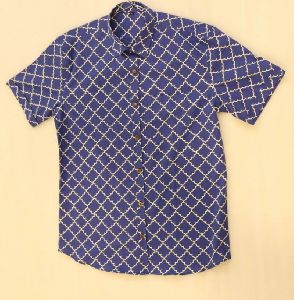 Half Sleeves Shirt Hand Block Printed Cotton