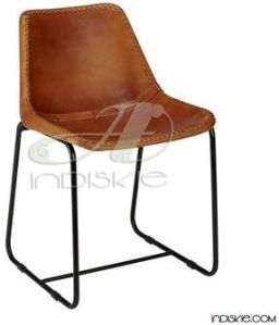 Vintage Look Stitched Leather Dining Chair