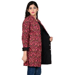 Ethnic Floral Women Wear Coat Reversible Block Prints Jacket