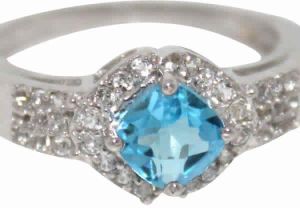 Designer Sterling Silver Blue Topaz Ring