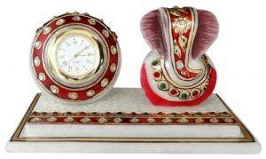 Marble Clock with Ganesh Ji
