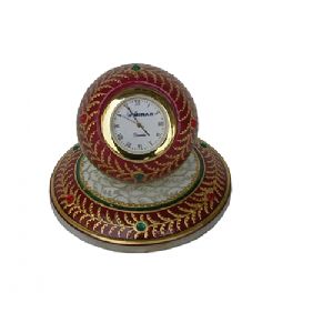 Marble Paper Weight Clock Red