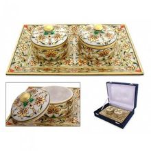 Marble Tray Set Green Gold Fine Imitation Crafts