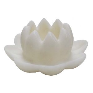 White Marble Lotus Candle Holder