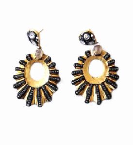 Black Diamond Earring with Diamond Polki