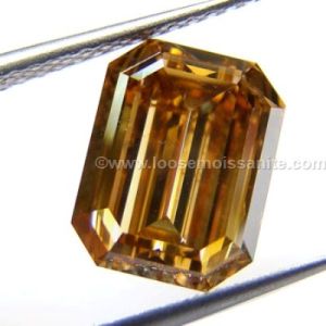 brown color emerald shape loose moissanite diamond